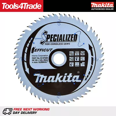 Makita 165mm 56T Plunge Saw Blade Efficut B-57336 • £60