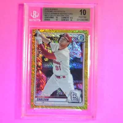 2020 Bowman Chrome Gold Shimmer Refractor Dylan Carlson RC #/50 BGS 10 Pristine • $174.99