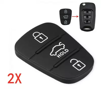 $5.47 • Buy AU Fit For Hyundai I30 I10 I20 Black 2X Car Flip Key Fob Case Repair Rubber Pad