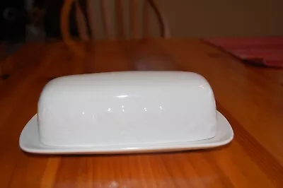 Vintage Covered Butter Dish Gibson Embossed Fruit White Ceramic China • $10