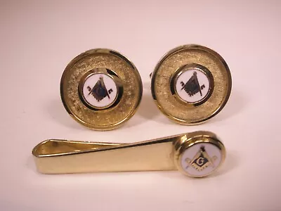 Masonic Vintage Cuff Links & Tie Bar Clip Shriners Scottish Rite Grand Lodge • $42.49