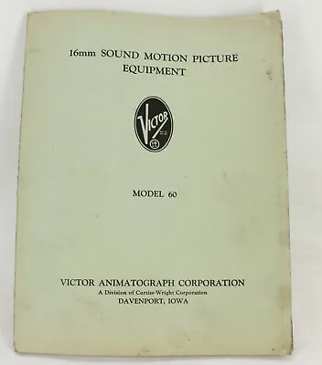 1949 Victor 16mm Cine-Projector Animatograph Model 60 PARTS MANUAL W/PRICES • $37