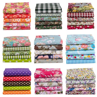 5Pcs Floral Cotton Fabric Assorted Pre-Cut Fat Quarters Bundle DIY Decor 25CM • $3.95