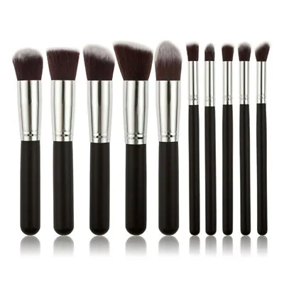 Professional Brush Set Bk Makeup Brushes Wooden Handle 10 Pcs • $11.70