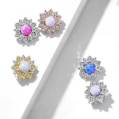 £7.82 • Buy Dermal Anchor - Opal Flower Piercing Attachment Zirconia Micro Dermal Ball #656
