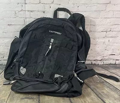 Vintage Eastsport Backpack Black Canvas Multi-Zipper Bag Made In USA • $26.99