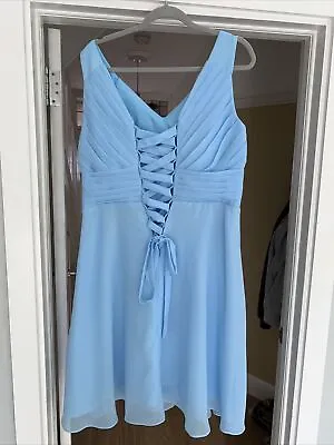 Pale Blue Corset Back Bridesmaid Prom Dress Sz 16 • £20