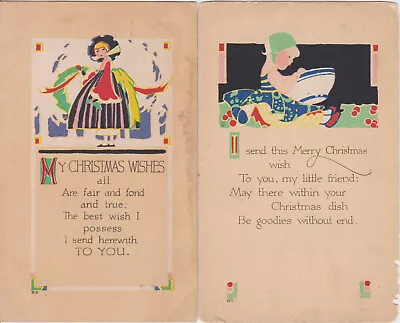 2 P F Volland~art Deco~christmas~1-posted 1-unposted Used Postcards~pretty Women • $6.99