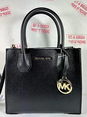Michael Kors Mercer Medium Mk Signature PVC Leather Satchel Crossbody Bag Purse • $114.98