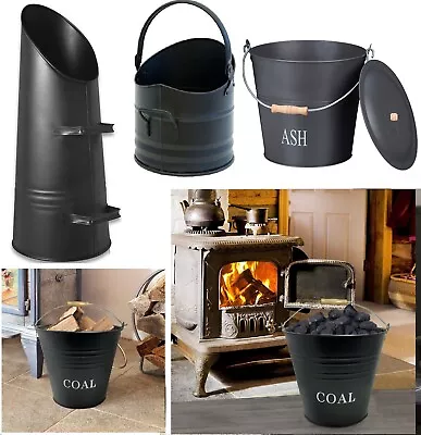 Fireside Black Iron Coal Bucket Coal Hod Shuttle Log Fireplace Wood Ash Storage • £9.90