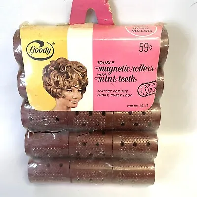 Vintage GOODY Jumbo Magnetic Rollers With Mini Teeth 15 Short Hair Curlers NOS • $16.90