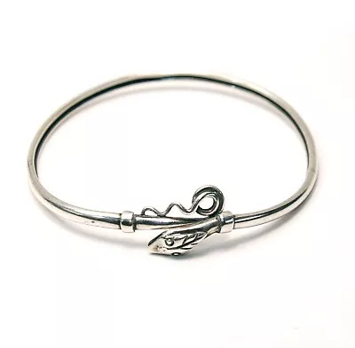 Vintage Solid Silver Snake Bangle Bracelet.  6 1/2 Inches Long • $22.40