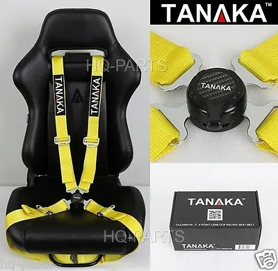 1 Tanaka Universal Yellow 4 Point Camlock Quick Release Racing Seat Belt Harness • $51.57