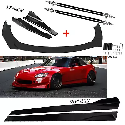 Front Splitter Bumper Lip Spoiler Body+Strut Rods For Honda S2000 2000-2019 • $59.99