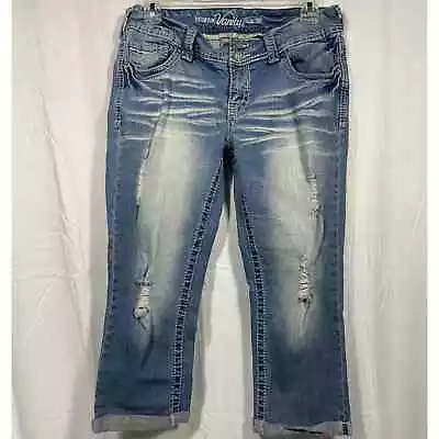 Vanity Premium Capri Jeans Size 28 Low Rise Stretch Flap Pocket Distressed Crop • $15