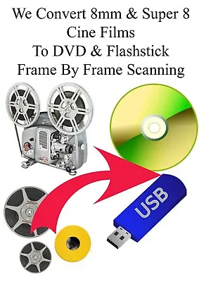 1 X 50ft Super 8 & 8mm Frame By Frame Cine Film Transfer To DVD Or USB  • £6