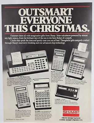1981 Sharp Calculators Christmas Vintage Print Ad Man Cave Poster Art Deco 80's • $10.88