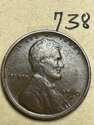 1910-S LINCOLN WHEAT CENT Rare Date  VERY FINE  Condition #738 • $29