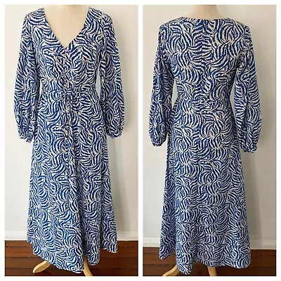 SPORTSCRAFT Silk Blend Maxi Dress SIZE 8 Blouson Sleeve Lovely Condition • $99