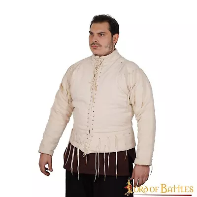 Arming Doublet Medieval Knight SCA Handmade Pourpoint Canvas Cotton Costume Ecru • $129.99