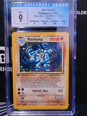 £165 • Buy Pokemon - Machamp - 1st Edition - Holo - Base Set - CGC 9
