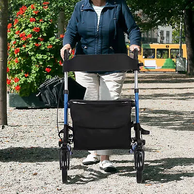 Foldable Lightweight Rollator Walker With Wheels Storage Bag Medical Walking Aid • $125.95