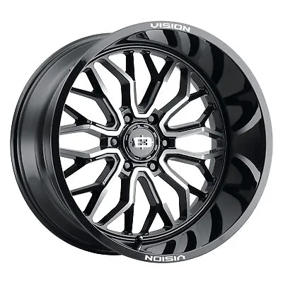 22x10 Vision 402 Riot Gloss Black Machined Face Wheels 6x135 (-19mm) Set Of 4 • $1098.88