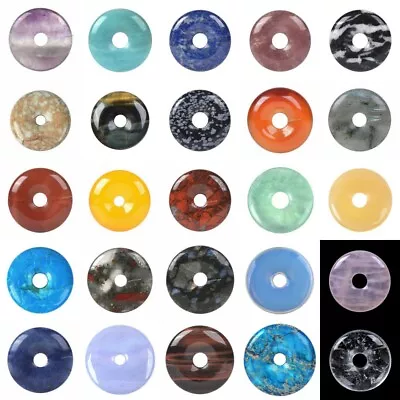 $4.39 • Buy 30mm Donut Beads Peace Buckle Gemstone Pendant Focal Bead Jewelry Making