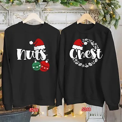 Sweatshirt Chest Nuts Couple Matching Christmas Chestnuts Funny Men Women Jumper • $24.84