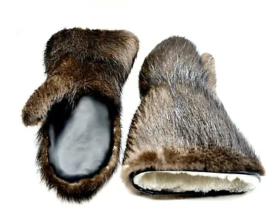 Long Winter Beaver Fur Men's Mittens • $285