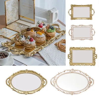£14.94 • Buy Vintage Mirror Perfume Tray Makeup Serving Tray Tealight Candle Holder Plate