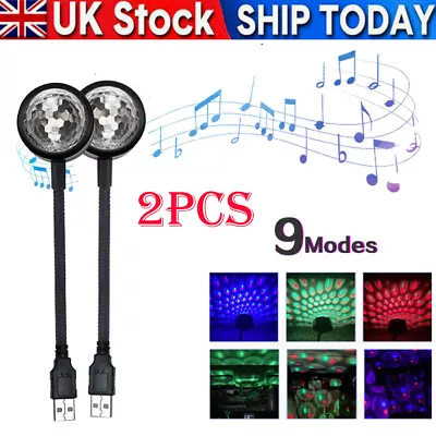 2x Car USB Strobe Ambient Light Party RGB Disco Stage Magic Ball Night Lights UK • £9.99