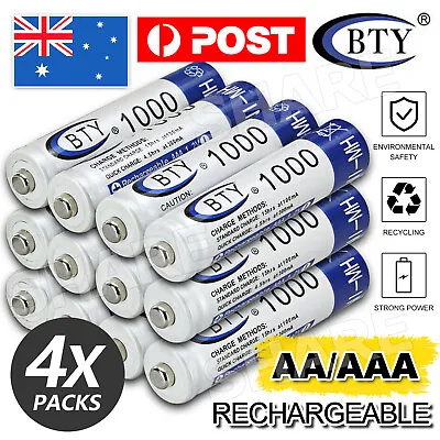 4-20x 3000mAh AA/1000mAh AAA Rechargeable Battery NI-MH 1.2V Recharge Batteries • $7.45