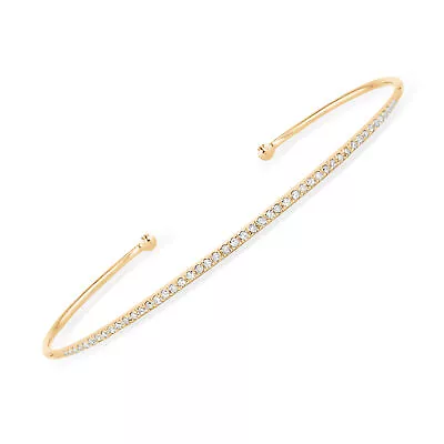 ESSC Luxury 14K Rose Gold Diamond Thin Open Bangle Cuff Bracelet For Women Round • £503.29