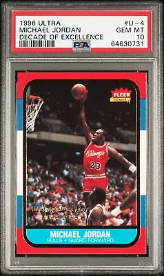 1996 Fleer Michael Jordan Decade Of Excellence Rookie Ultra #U-4 PSA 10 GEM MINT • $159.99