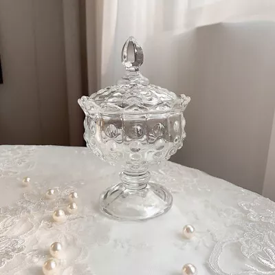 Clear Glass Apothecary Jar With Crown Lid For Candy Buffet Or Desserts • £19.45