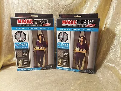 2x Magic Mesh Deluxe Hands Free Magnetic Screen Doors 83  X 39  Black New • $25