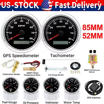 6 Gauge Set 85mm GPS Speedometer 0-80MPH Waterproof For Marine Boat Car Truck US • $160.26