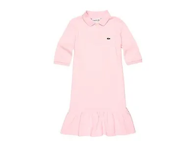 $75 NEW Lacoste Big Kids Girls US 12-14 Elbow Sleeve Croc Polo Dress Ruffle Pink • £48.25