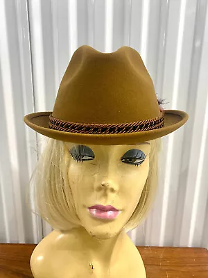 Vintage Mallory Fifth Avenue Light Brown Fedora Hat - Small - Size 7 • $44.99