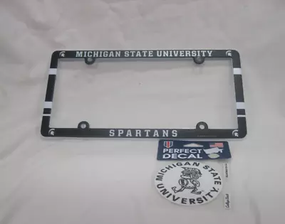 Michigan State Spartans Plastic License Plate Frame And 4  Decal  6  X 12  New • $19.95