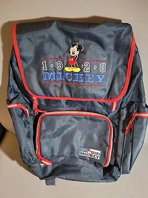 Vintage Large Disney Store Mickey Mouse 1928 Backpack Navy Red 17 X15  • $12.75
