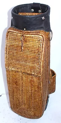 Vintage Wicker And Leather Cart Bag With 6-Way-Top • $26