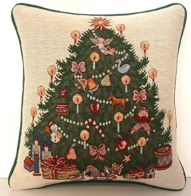 Christmas Tree - Vintage Decorations Of Toys Candles  Small Tapestry Pillow New • $14