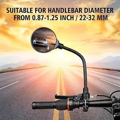 Bike Handlebar Mirror 2 Pack - Rotatable And Adjustable Wide Angle Rear View • $13.95