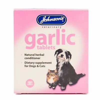 Johnsons Garlic Tablets 200 For Dogs Cats Natural Herb Remedy For Fleas & Worms • £8.75