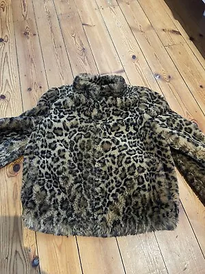 Zara Leopard Print Jacket Xs Bomber Zip Up Pockets Faux Fur  High Next Coat • $16.16