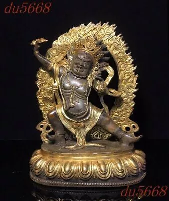 9'' Tibetan Bronze Gilt Vajra Dorje Phurpa Mahakala Wrathful Deity Buddha Statue • $277.99