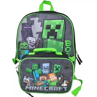 Minecraft Large 16  School Backpack W/ Detachable Lunch Bag For Kids Boys • $24.95