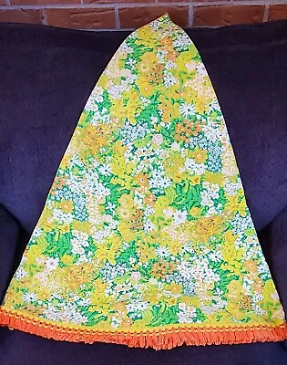 Vintage GROOVY 60's 1970s MCM Mid Mod Round 80” Floral Flower Hippie Tablecloth • $59.95